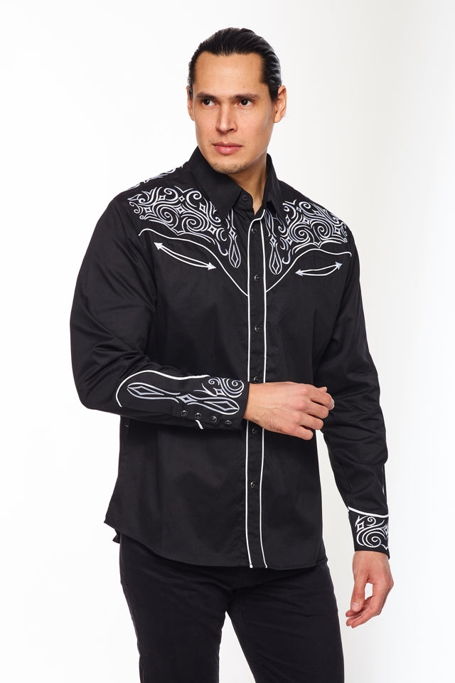Men's Western Cowboy Embroidery Shirt -PS500L-549