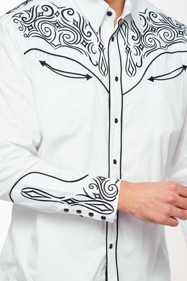 Men's Western Cowboy Embroidery Shirt -PS500L-548