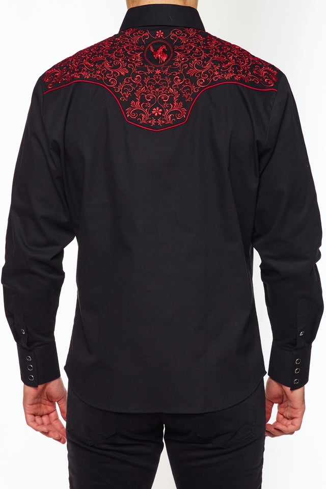 Men's Western Cowboy Embroidery Shirt-PS500L-560 - Rodeo Clothing wholesale 