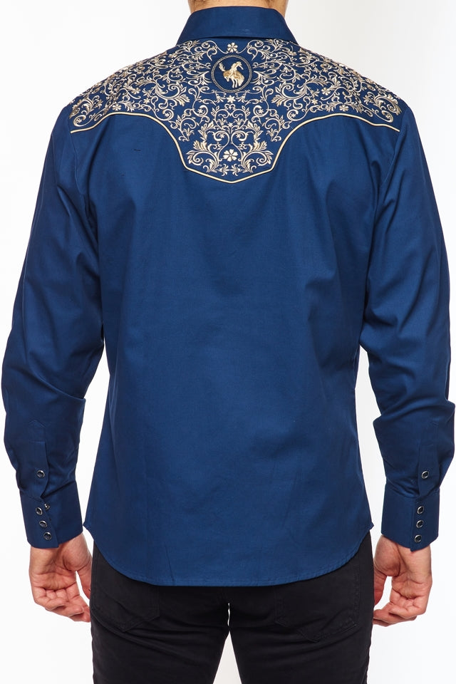 Men's Western Cowboy Embroidery Shirt-PS500L-561 - Rodeo Clothing wholesale 