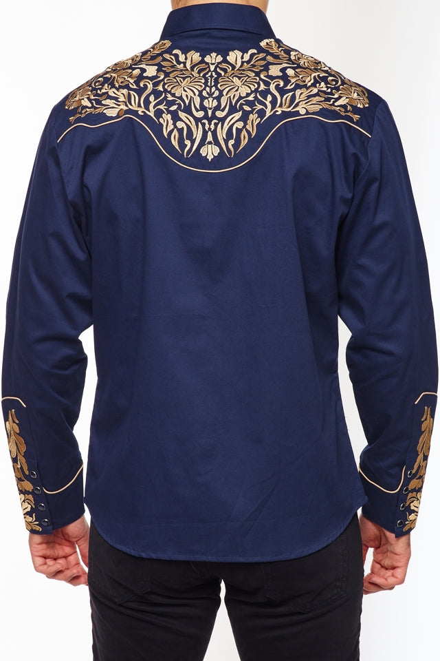 Men's Western Cowboy Embroidery Shirt -PS500L-546