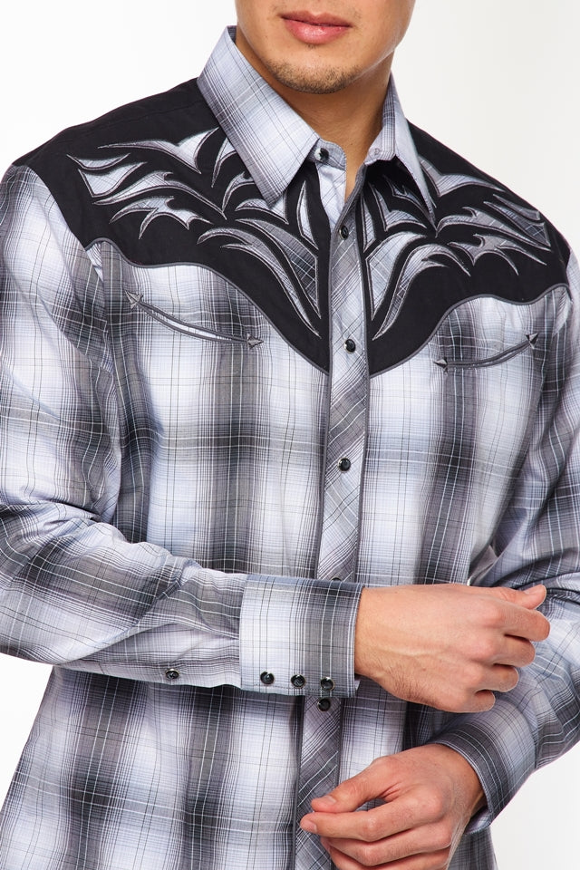 Men's Western Cowboy Embroidery Shirt-PS500L-554 - Rodeo Clothing wholesale 