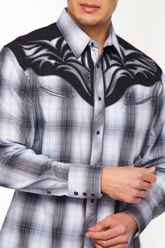 Men's Western Cowboy Embroidery Shirt -PS500L-554