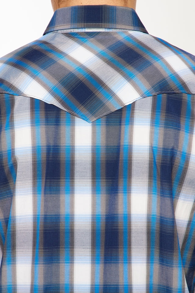 Men's Western Long Sleeve Pearl Snap Plaid Shirt-PS400-491 - Rodeo Clothing wholesale 