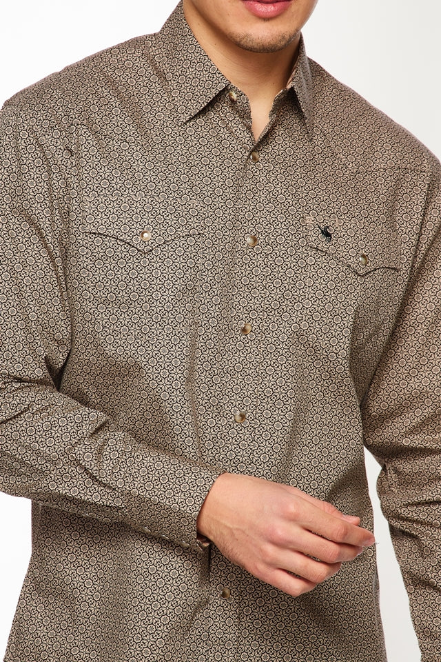 Men's Western Pearl Snap Print Shirt-PS100L-148 - Rodeo Clothing wholesale 