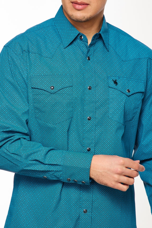 Men's Western Pearl Snap Print Shirt-PS100L-150 - Rodeo Clothing wholesale 