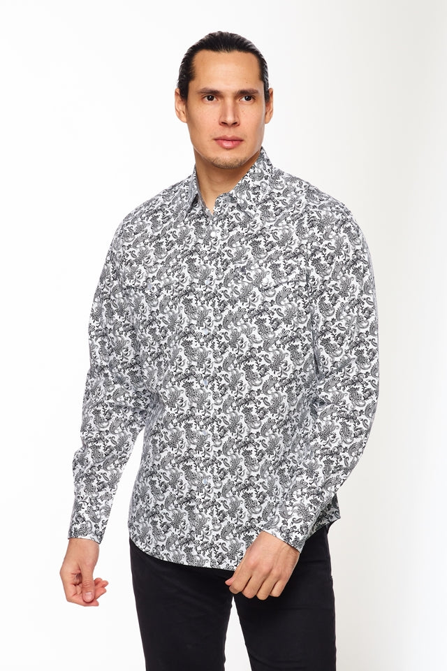 Men's Western Pearl Snaps Print Shirt - PS100L-155
