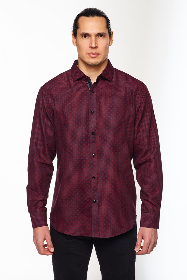 Mens Long Sleeve Printed Casual Button-Down Shirt-HLS2004-104 - Rodeo Clothing wholesale 