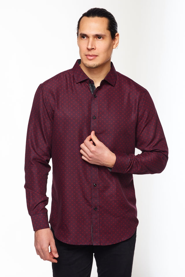 Mens Long Sleeve Printed Casual Button-Down Shirt-HLS2004-104 - Rodeo Clothing wholesale 
