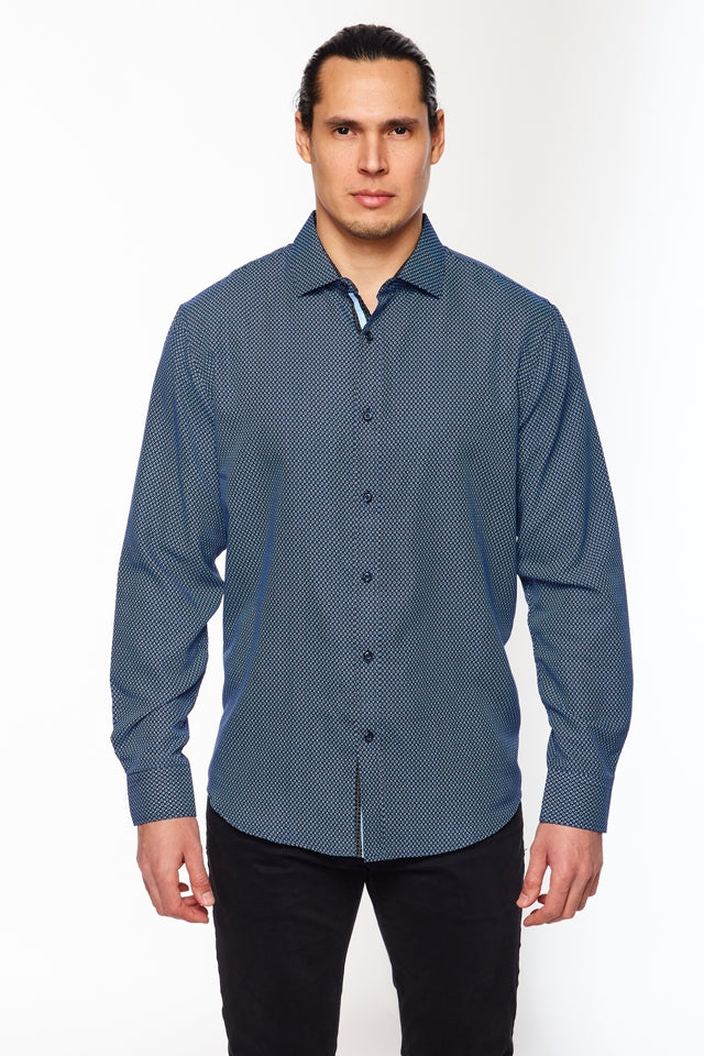 Mens Long Sleeve Printed Casual Button-Down Shirts-HLS2004-107 - Rodeo Clothing wholesale 