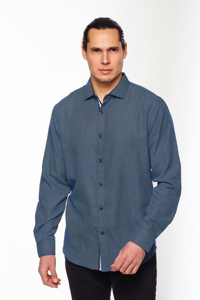 Mens Long Sleeve Printed Casual Button-Down Shirts-HLS2004-107 - Rodeo Clothing wholesale 