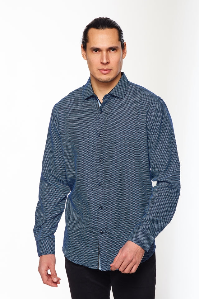 Mens Long Sleeve Printed Casual Button-Down Shirts HLS2004-107