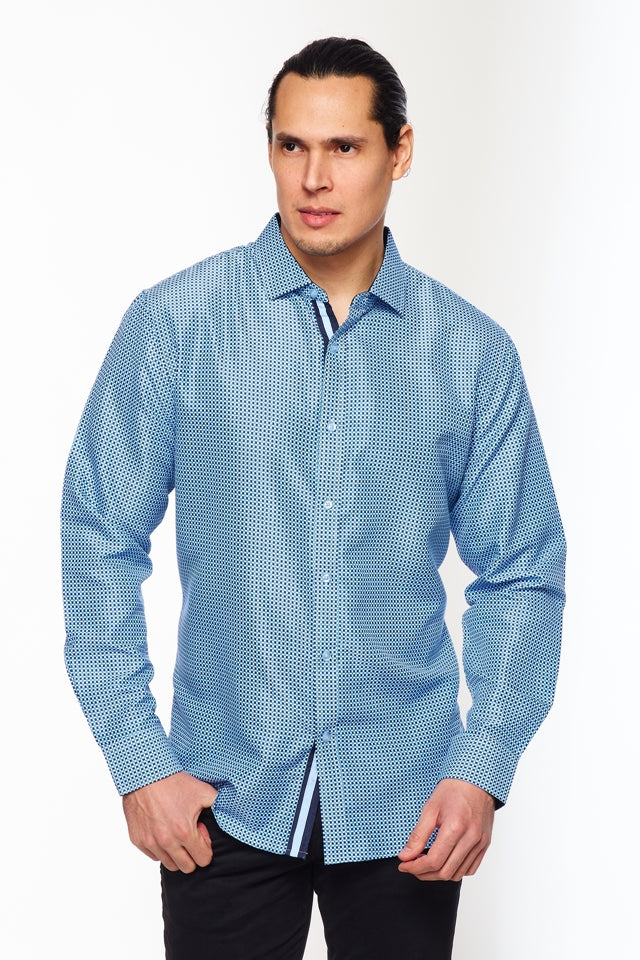 Mens Long Sleeve Printed Casual Button-Down Shirts-HLS2004-115 - Rodeo Clothing wholesale 
