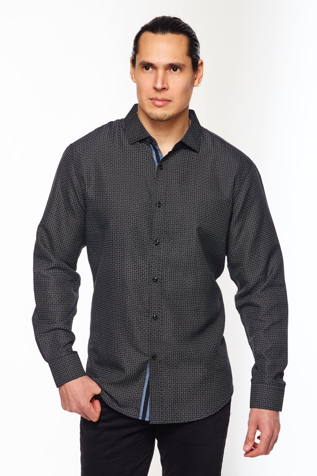 Mens Long Sleeve Printed Casual Button-Down Shirts-HLS2004-121 - Rodeo Clothing wholesale 