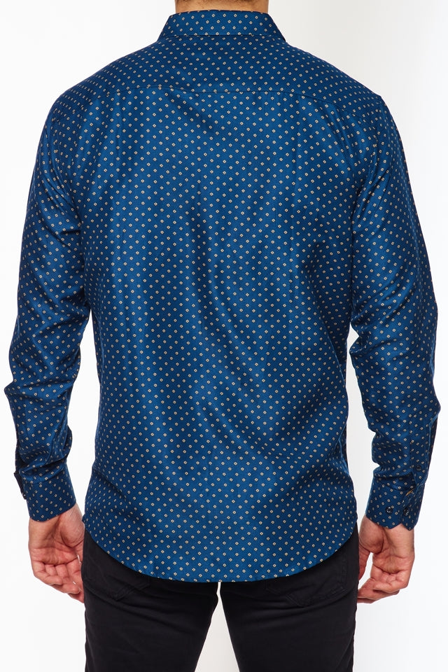 Mens Long Sleeve Printed Casual Button-Down Shirts-HLS2004-118 - Rodeo Clothing wholesale 