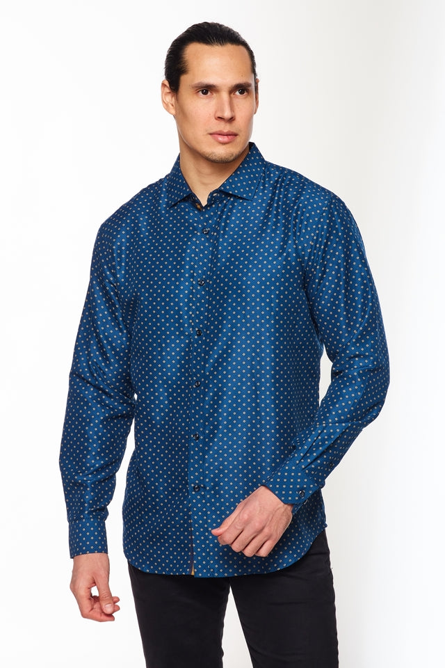 Mens Long Sleeve Printed Casual Button-Down Shirts-HLS2004-118 - Rodeo Clothing wholesale 