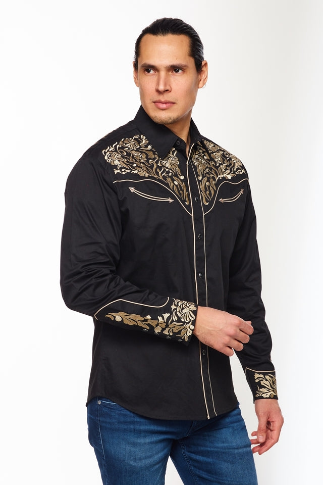 Men's Western Cowboy Embroidery Shirt -PS500L-544