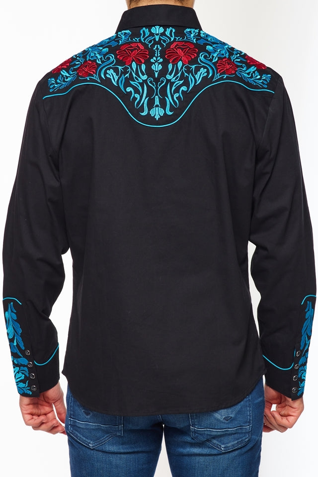 Men's Western Cowboy Embroidery Shirt-PS500L-553 - Rodeo Clothing wholesale 