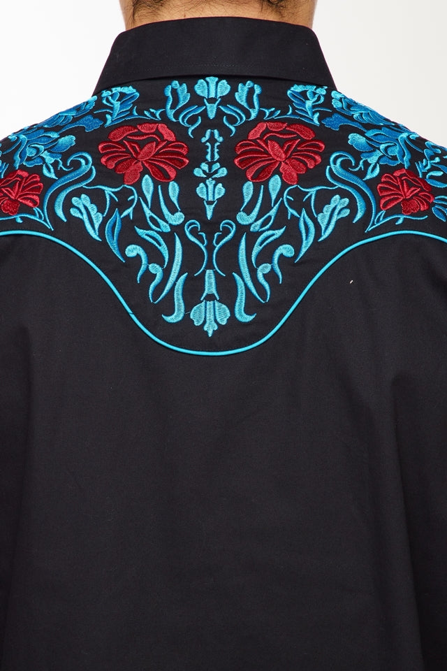 Men's Western Cowboy Embroidery Shirt-PS500L-553 - Rodeo Clothing wholesale 