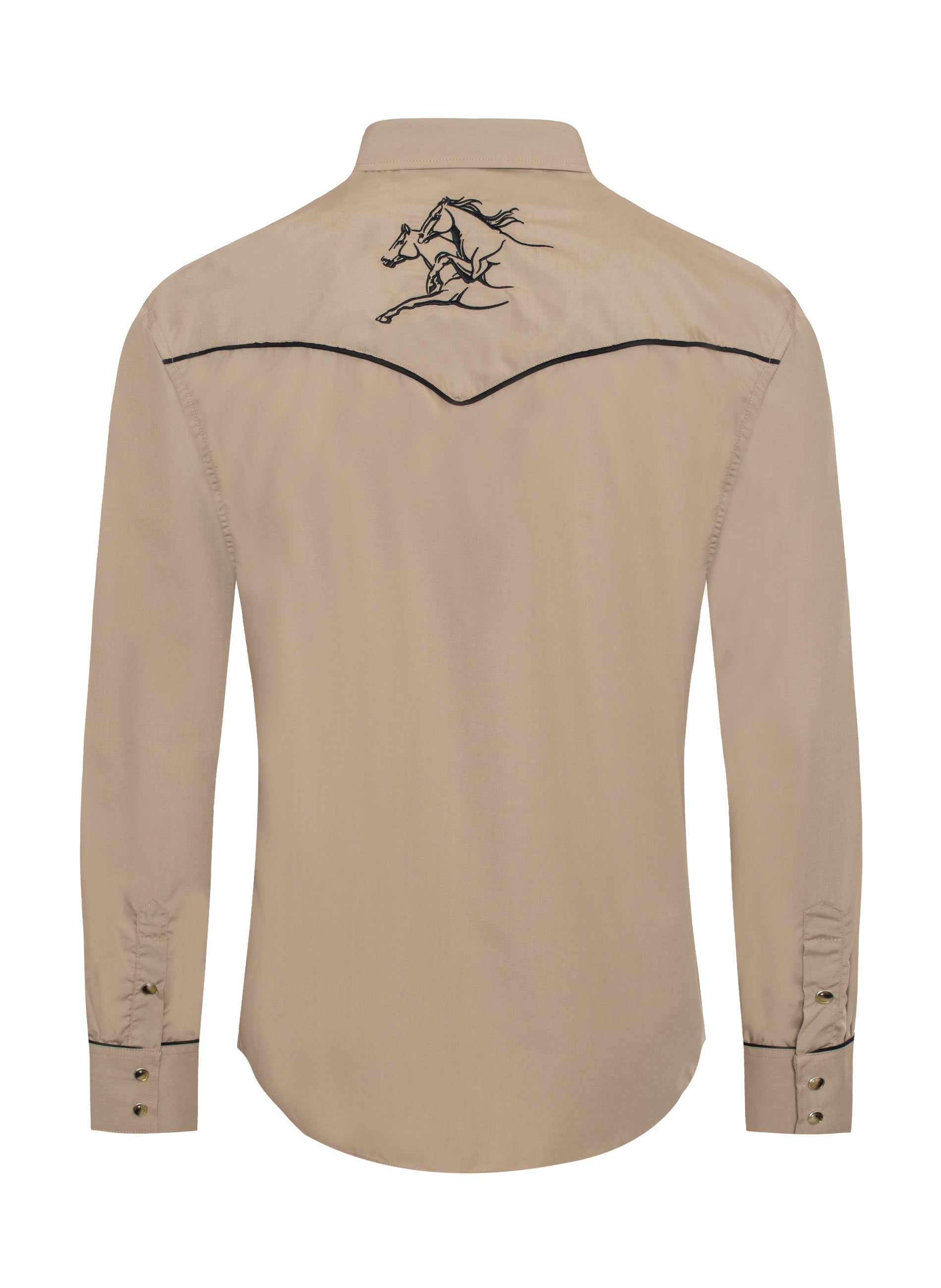 Men's Poly/Cotton L/S Horse Embroidery Western Shirts-PS560L-503 - Rodeo Clothing wholesale 