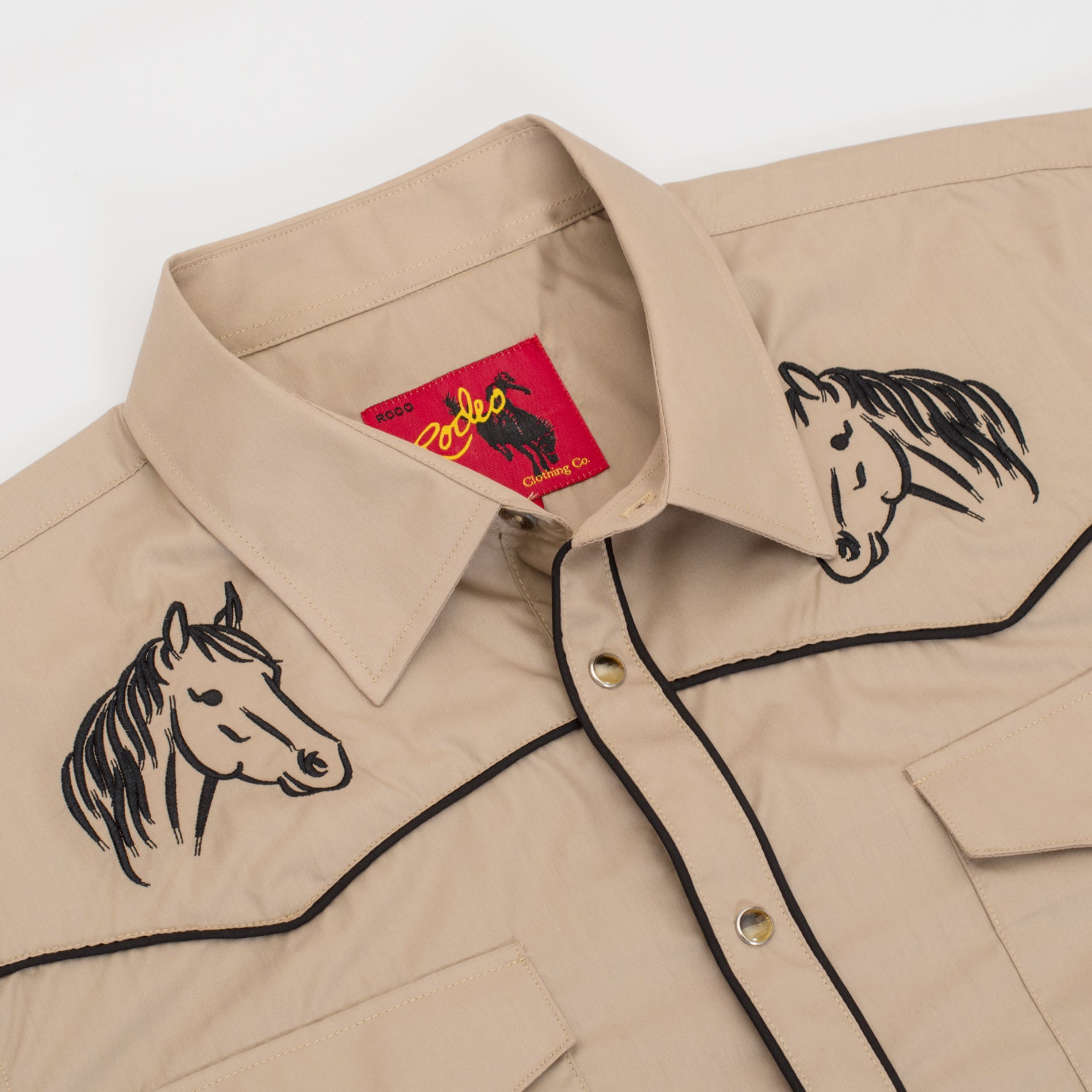 Men's Poly/Cotton L/S Horse Embroidery Western Shirts-PS560L-503 - Rodeo Clothing wholesale 