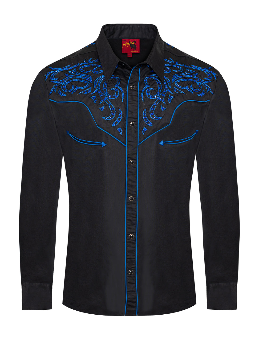 Men's Western Cowboy Embroidery Shirt-PS500D-1006 - Rodeo Clothing wholesale 