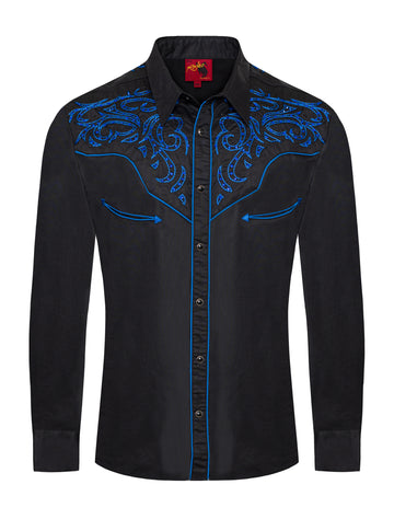 Men's Western Cowboy Embroidery Shirt-PS500D-1006 - Rodeo Clothing wholesale 