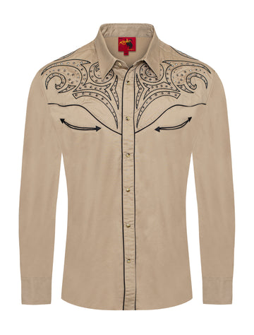Men's Western Cowboy Embroidery Shirt-PS500D-1005 - Rodeo Clothing wholesale 