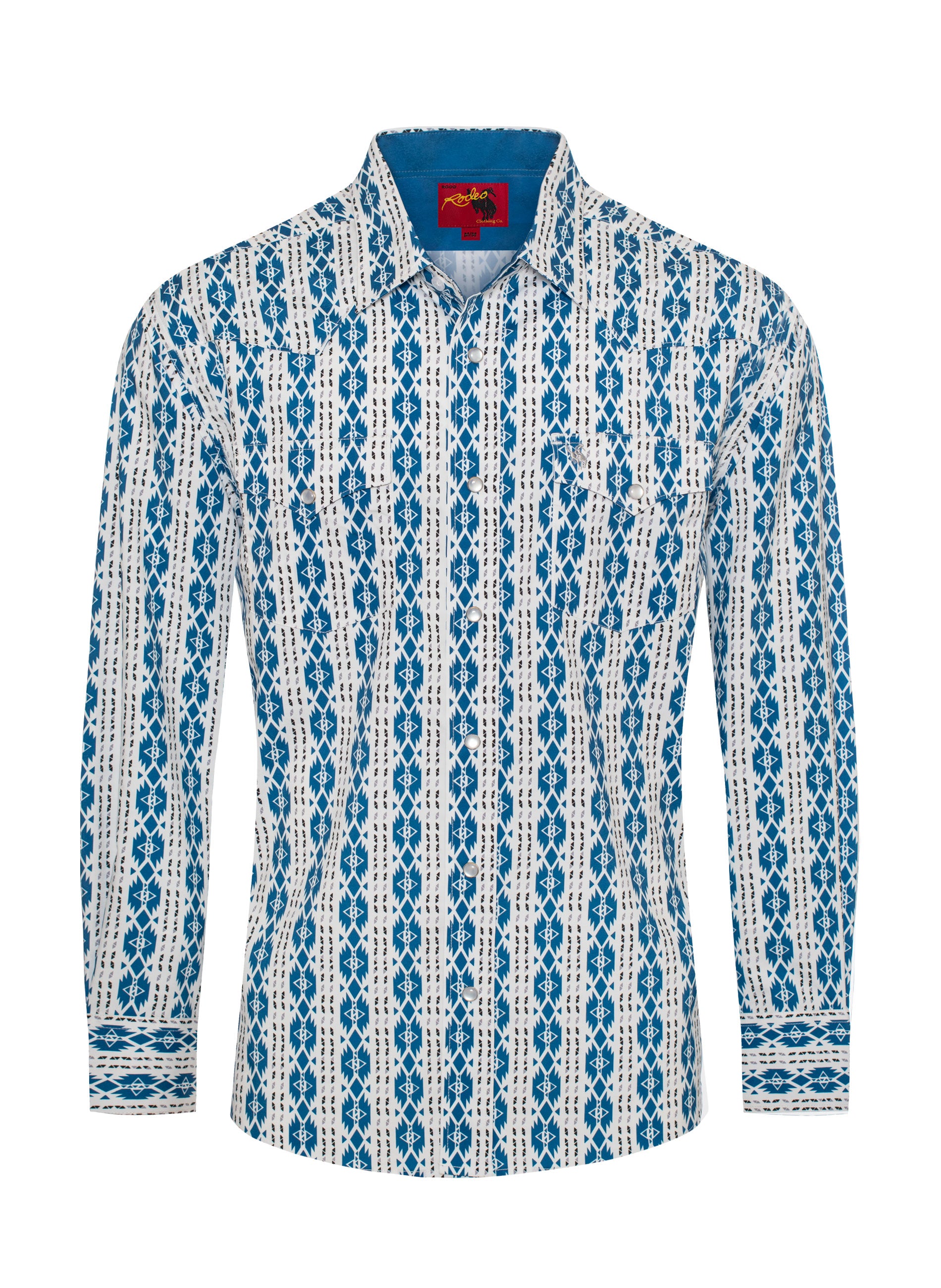 Men's Western Pearl Snap Aztec Print Shirt-MPS110L-1059