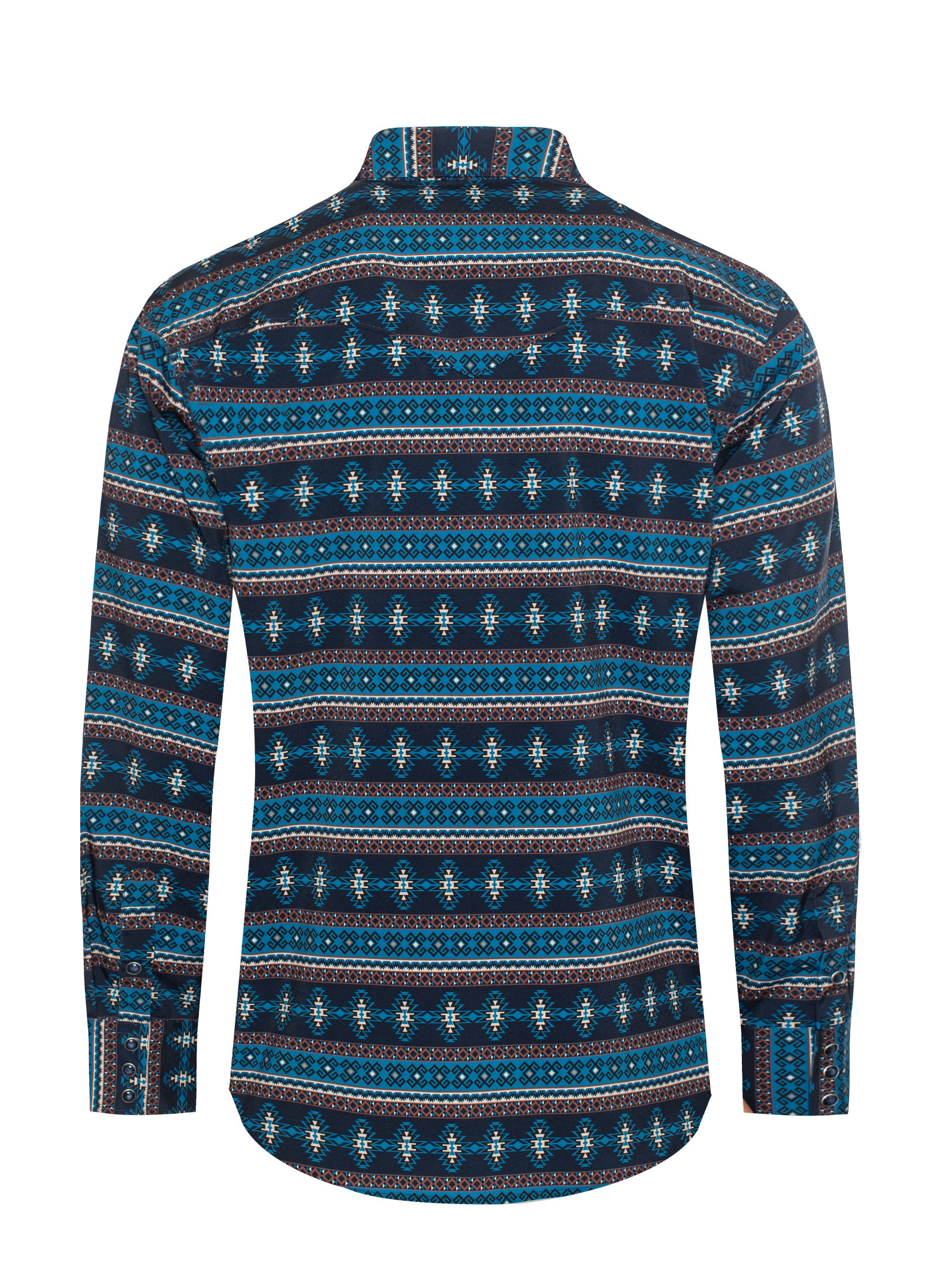 Men's Western Pearl Snap Aztec Print Shirt-MPS110L-1062