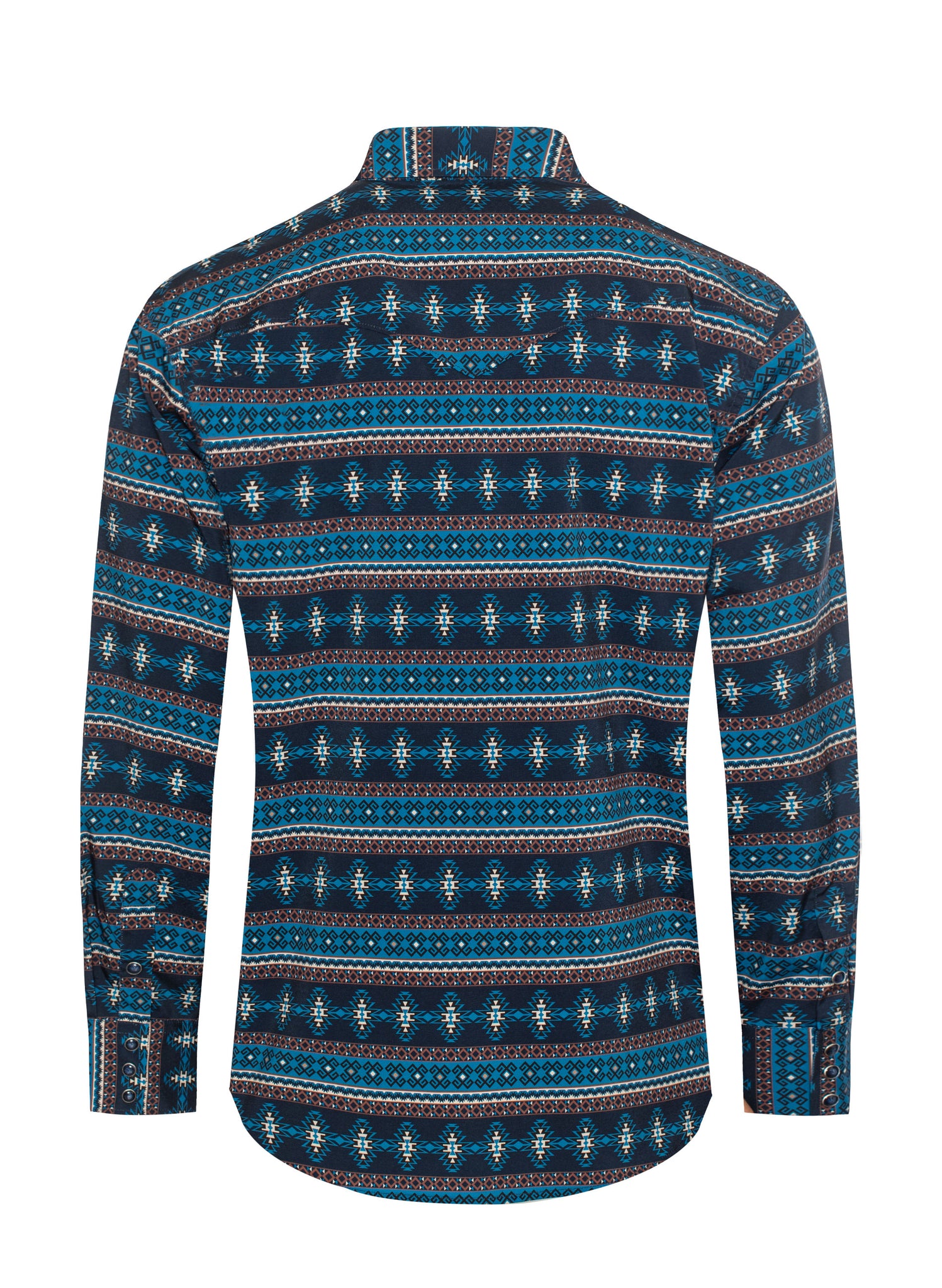 Men's Western Pearl Snap Aztec Print Shirt-MPS110L-1062