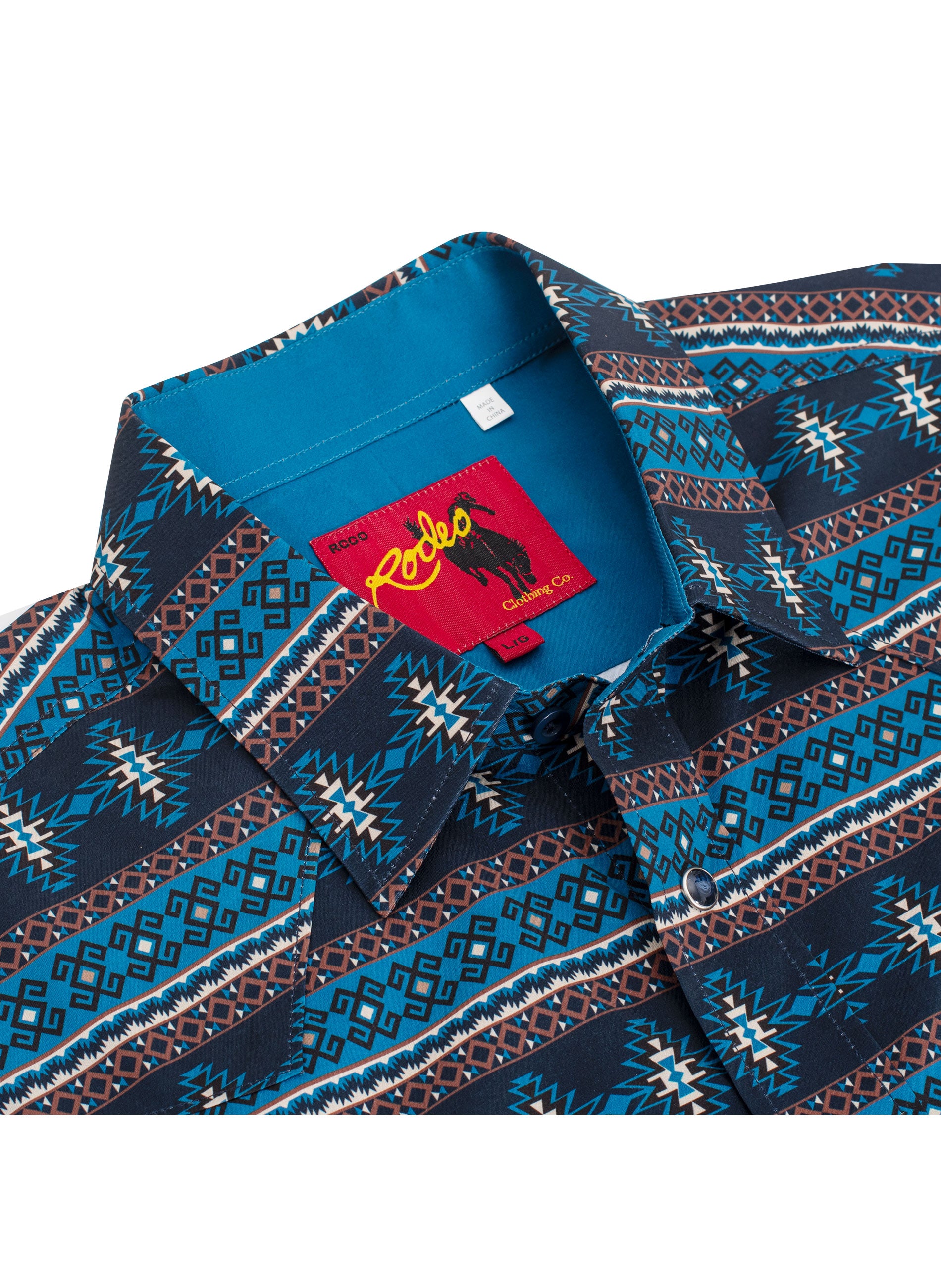 Men's Western Pearl Snap Aztec Print Shirt-MPS110L-1062