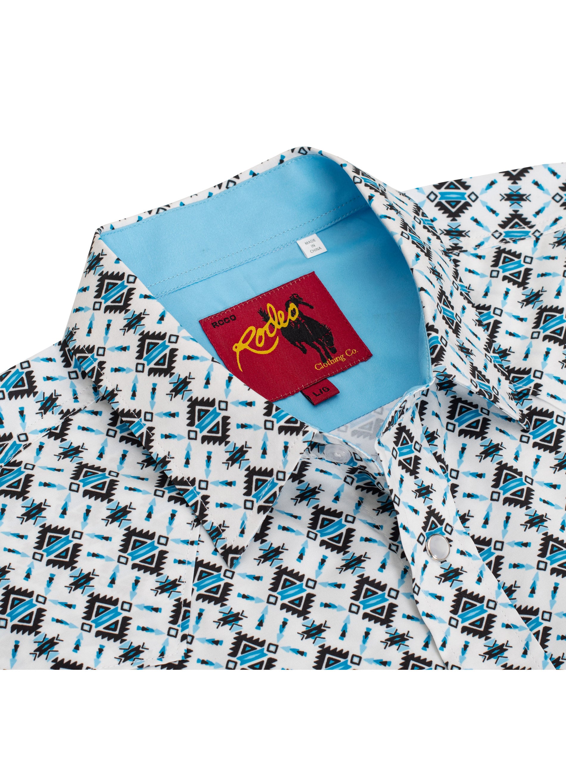 Wholesale men's western Aztec pearl snap shirt — Rodeo Clothing MPS110L-1063 back view