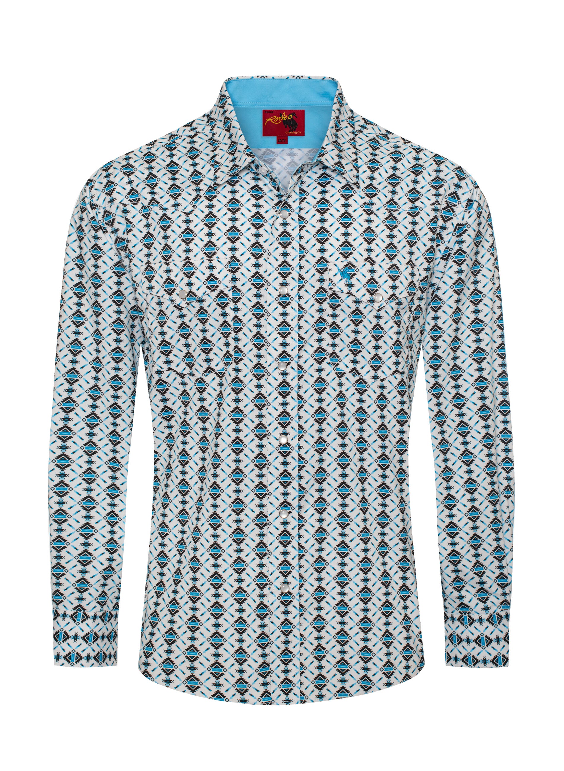 Wholesale men's western Aztec pearl snap shirt — Rodeo Clothing MPS110L-1063 front view