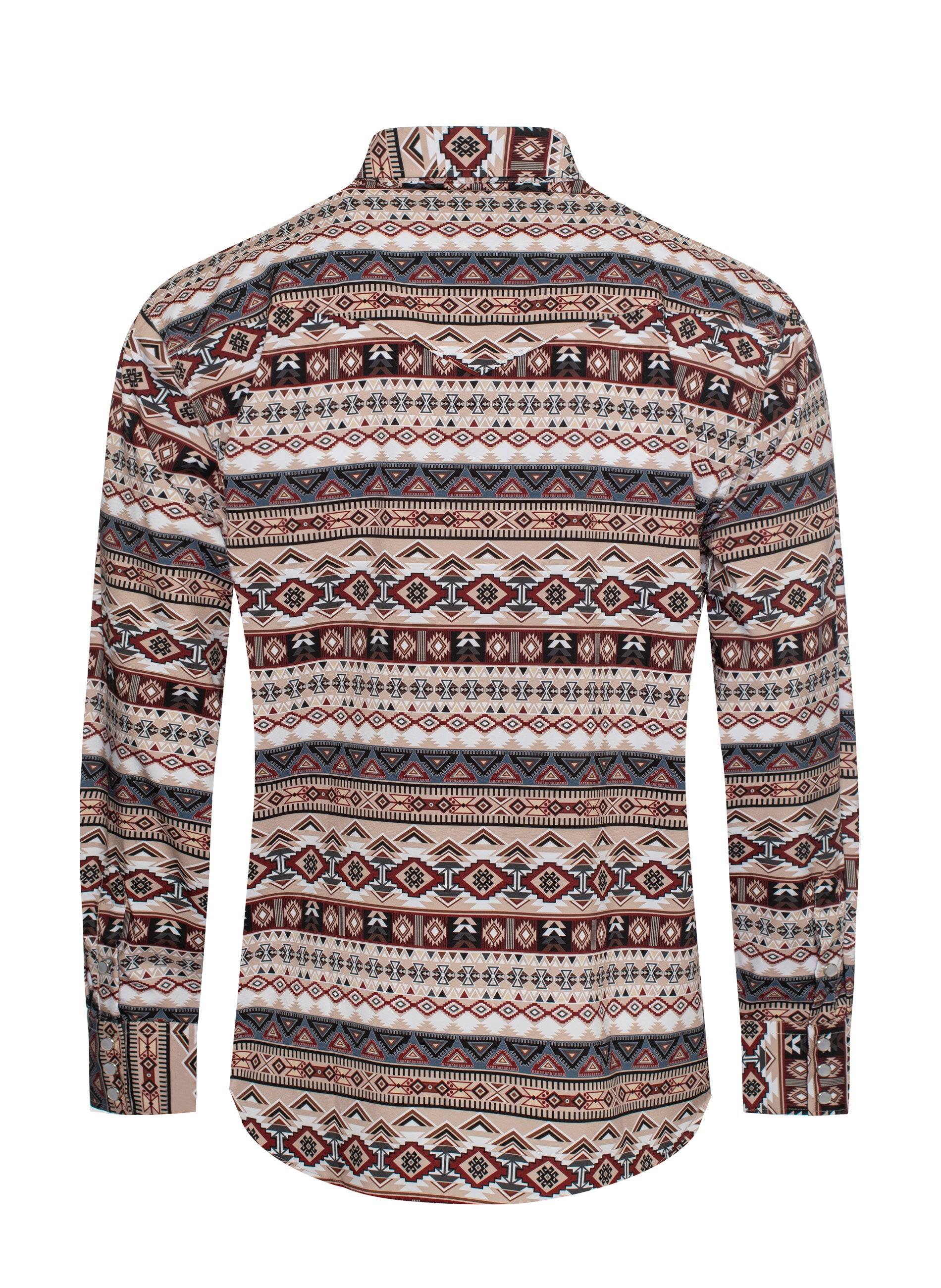 Men's Western Pearl Snap Aztec Print Shirt-MPS110L-1064