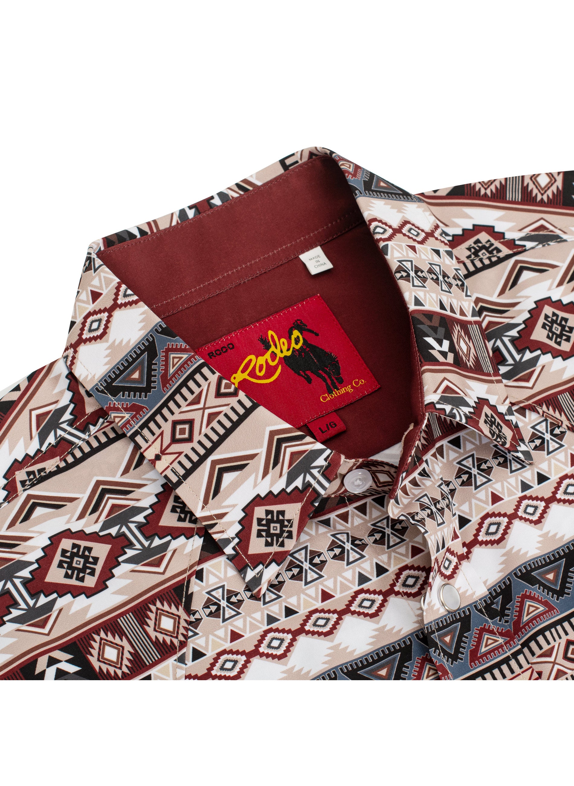 Men's Western Pearl Snap Aztec Print Shirt-MPS110L-1064