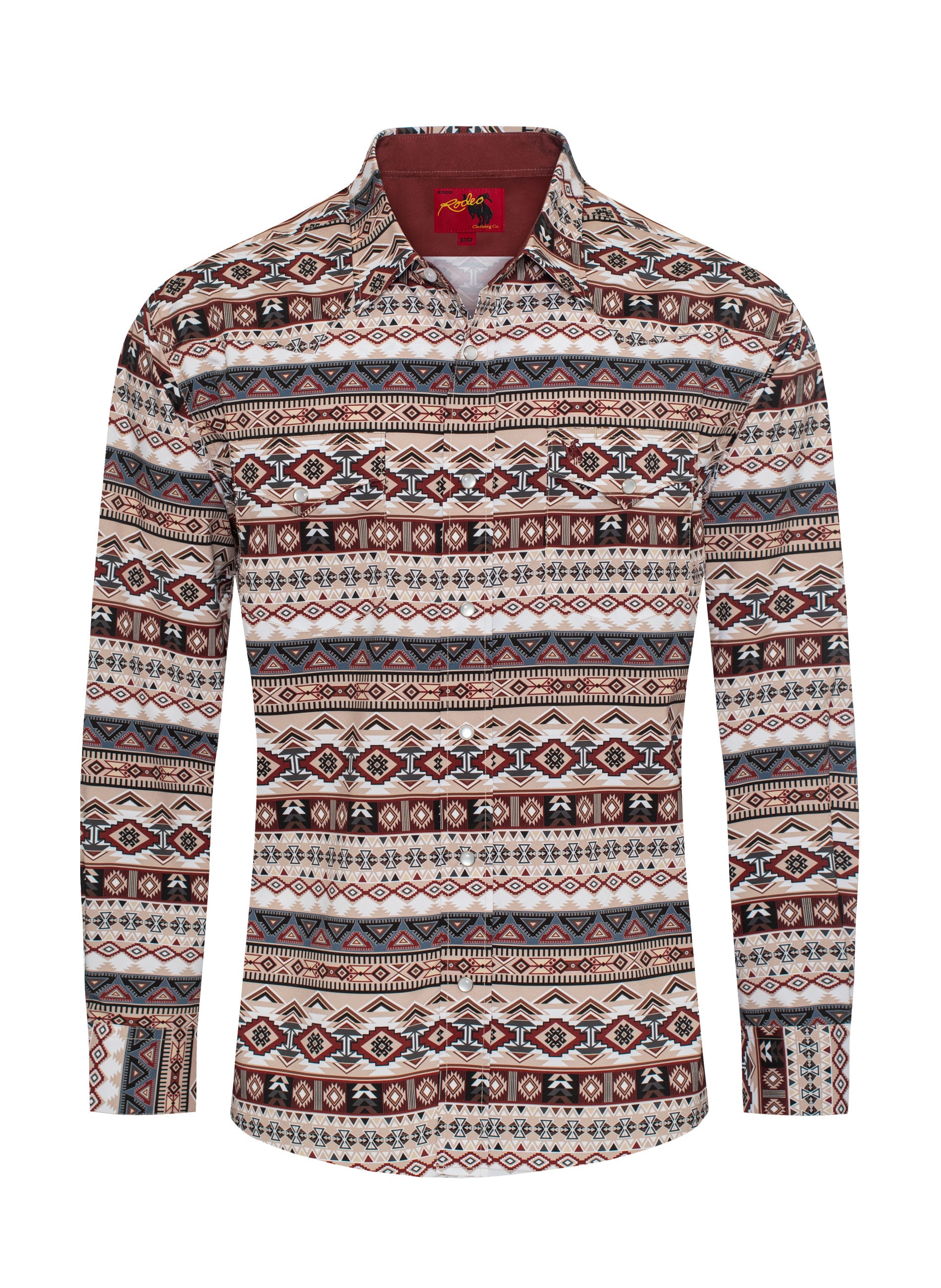 Men's Western Pearl Snap Aztec Print Shirt-MPS110L-1064