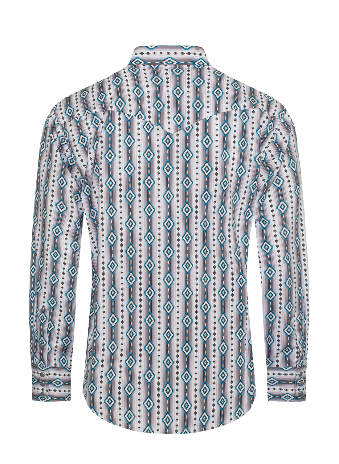 Men's Western Pearl Snap Aztec Print Shirt-MPS110L-1065