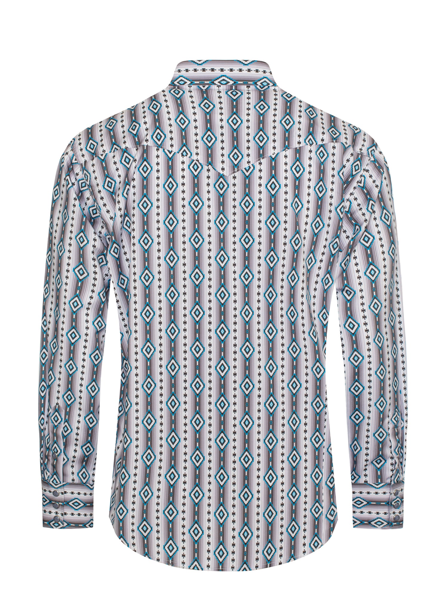 Men's Western Pearl Snap Aztec Print Shirt-MPS110L-1065