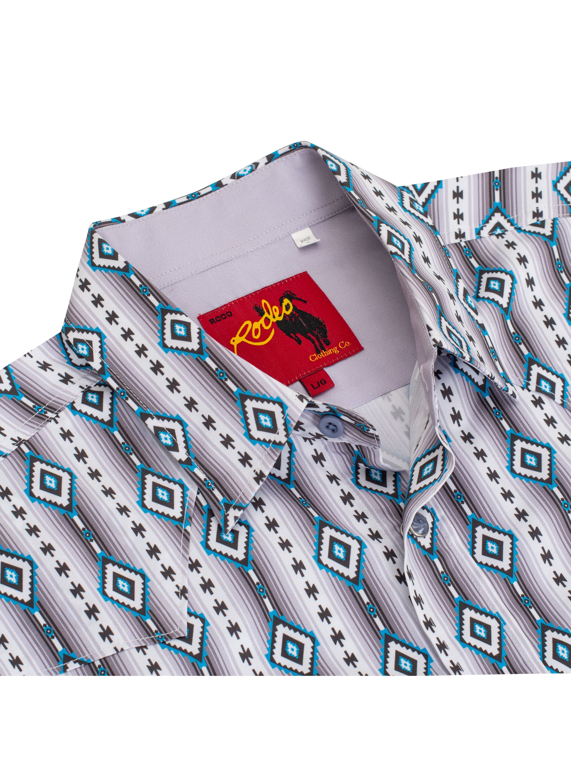 Men's Western Pearl Snap Aztec Print Shirt-MPS110L-1065