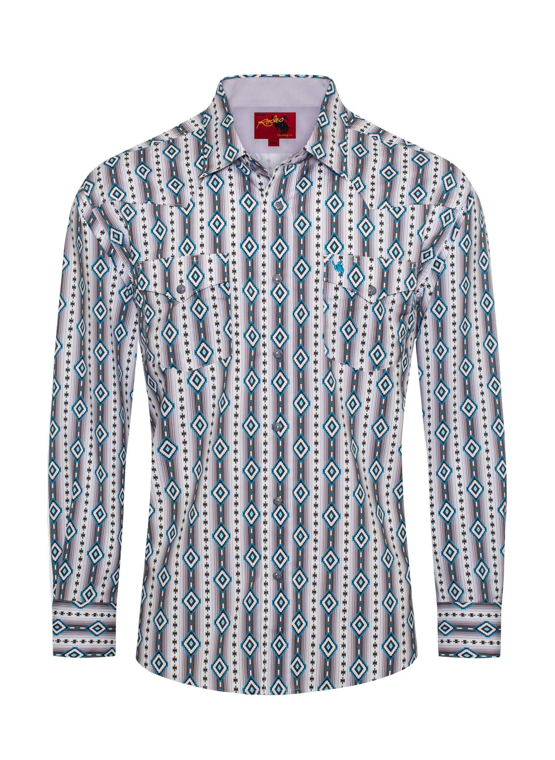 Men's Western Pearl Snap Aztec Print Shirt-MPS110L-1065