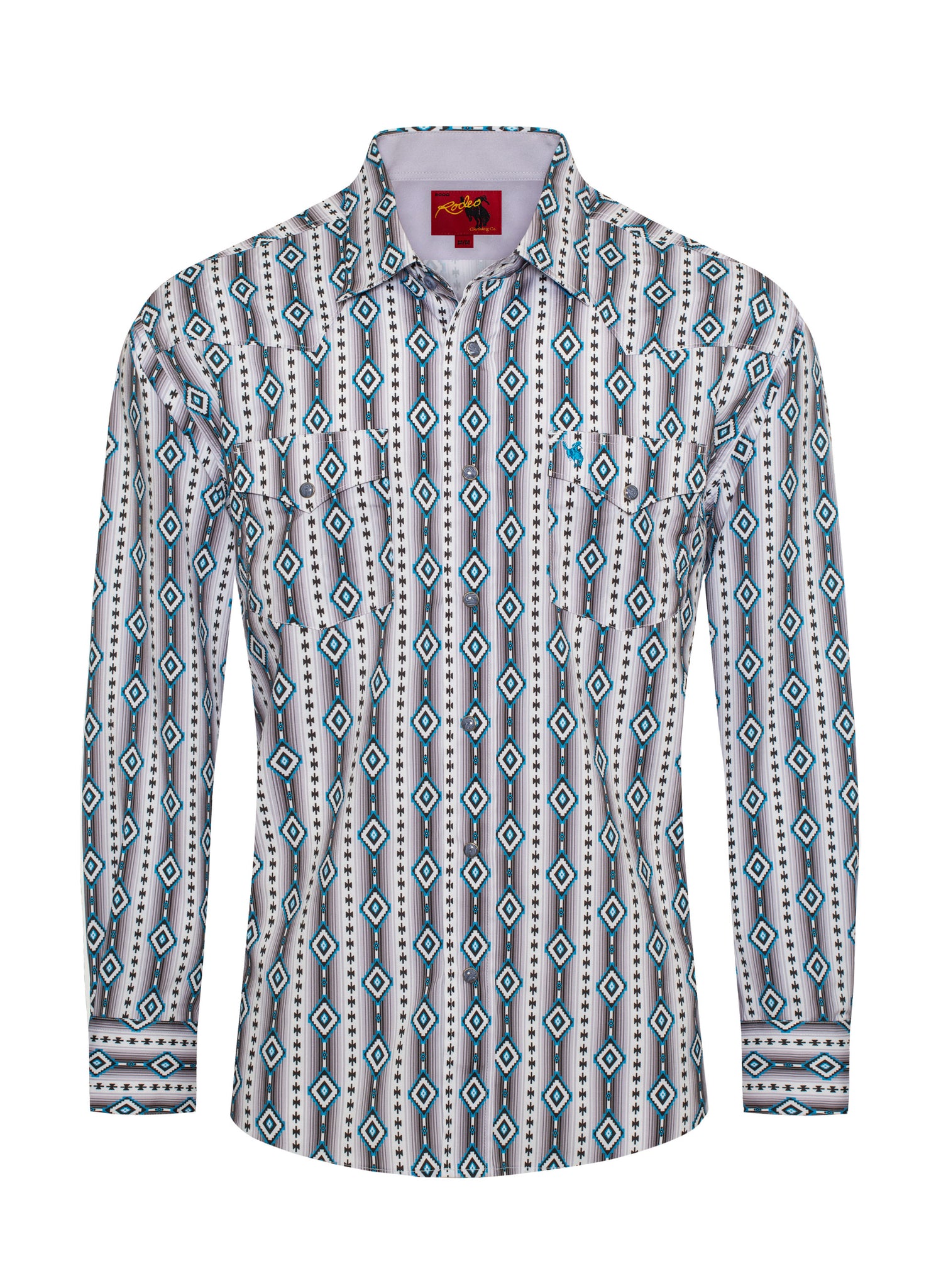 Men's Western Pearl Snap Aztec Print Shirt-MPS110L-1065