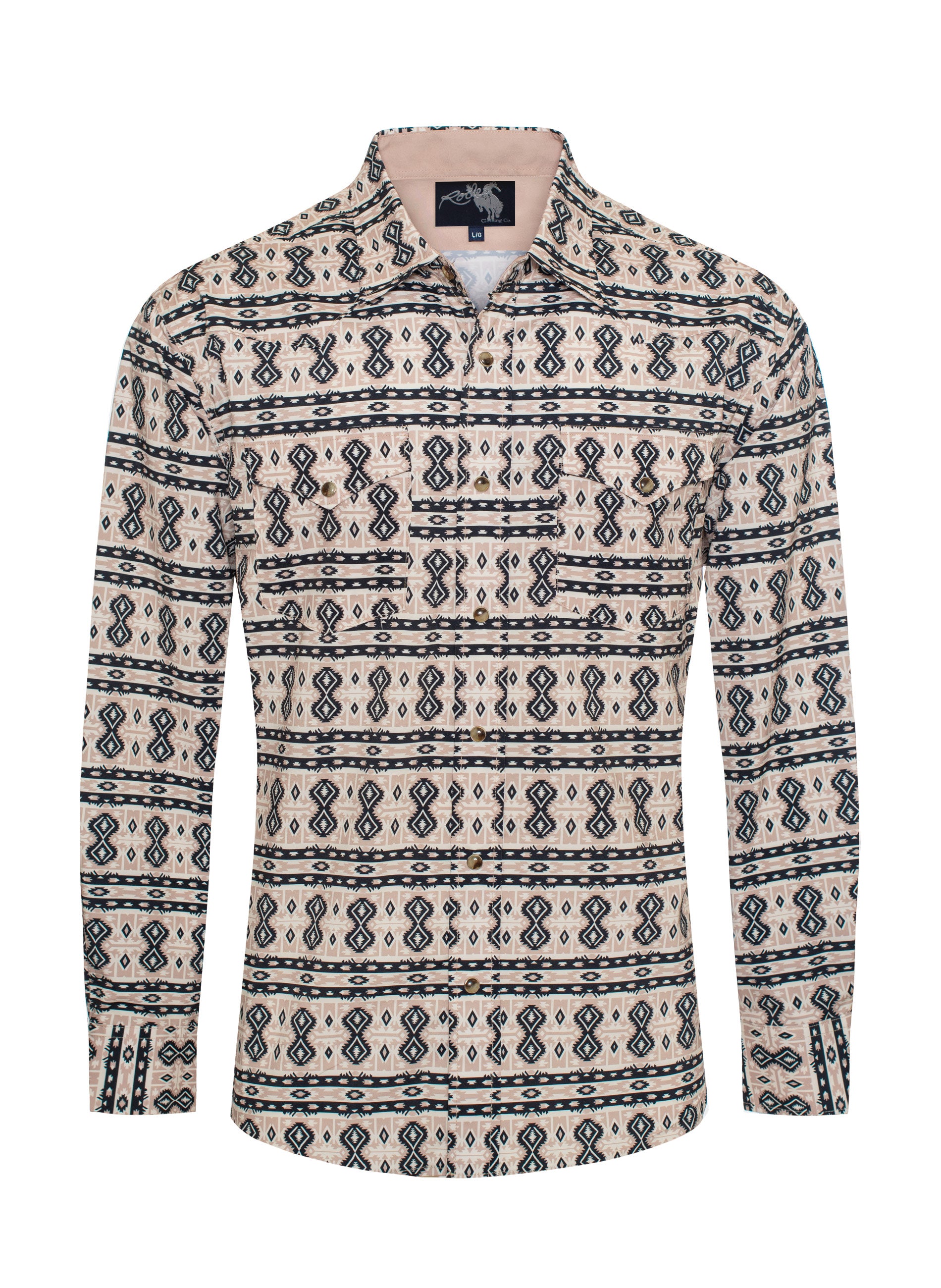 Men's Western Pearl Snap Print Shirt-MPS110L-1066