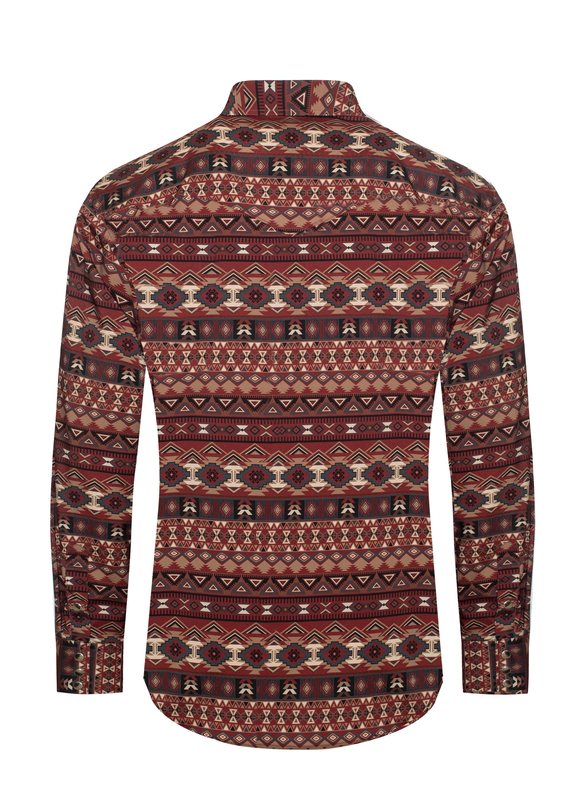 Men's Western Pearl Snap Aztec Print Shirt-MPS110L-1117