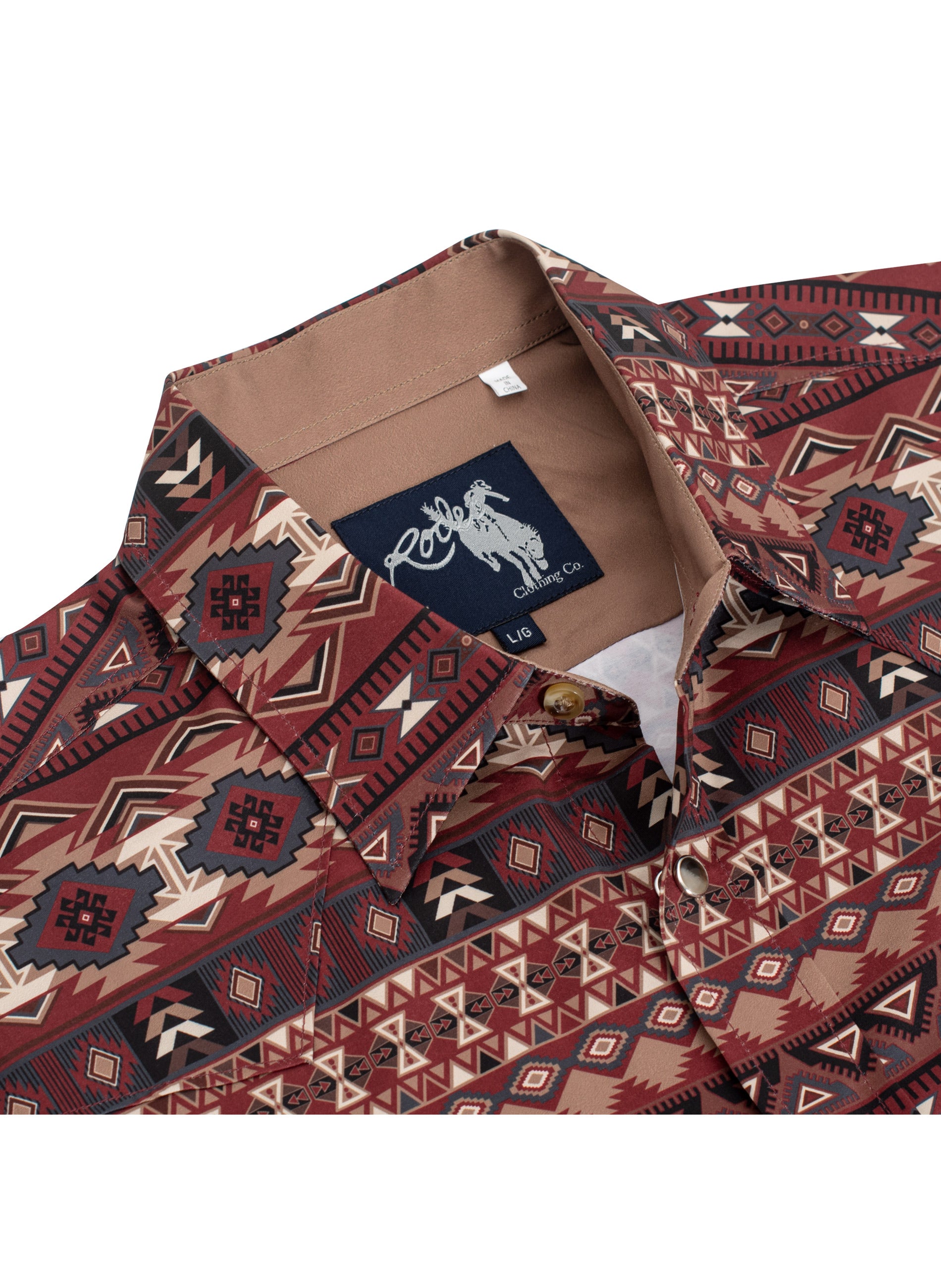 Men's Western Pearl Snap Aztec Print Shirt-MPS110L-1117
