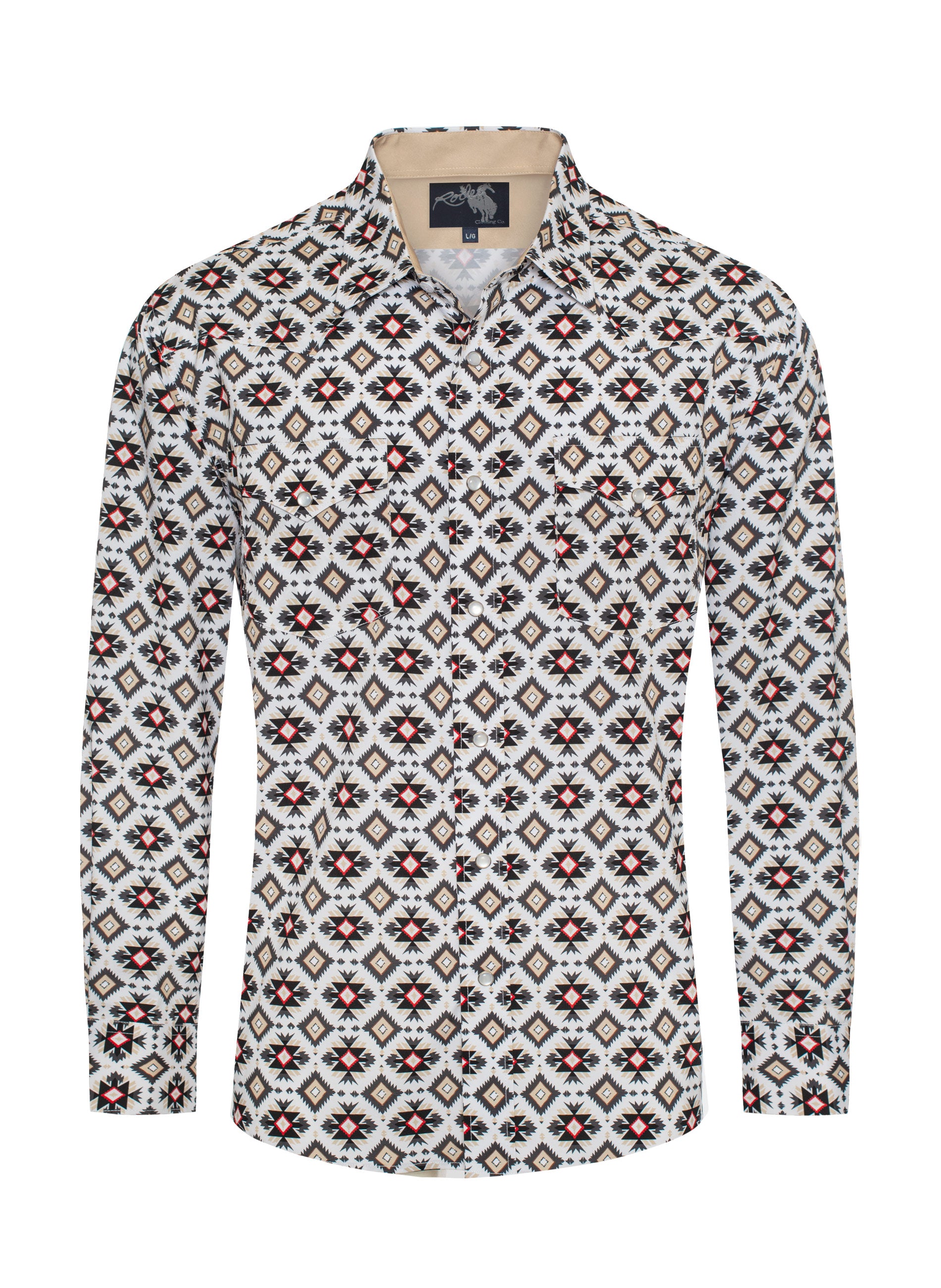 Men's Western Pearl Snap Aztec Print Shirt-MPS110L-1119