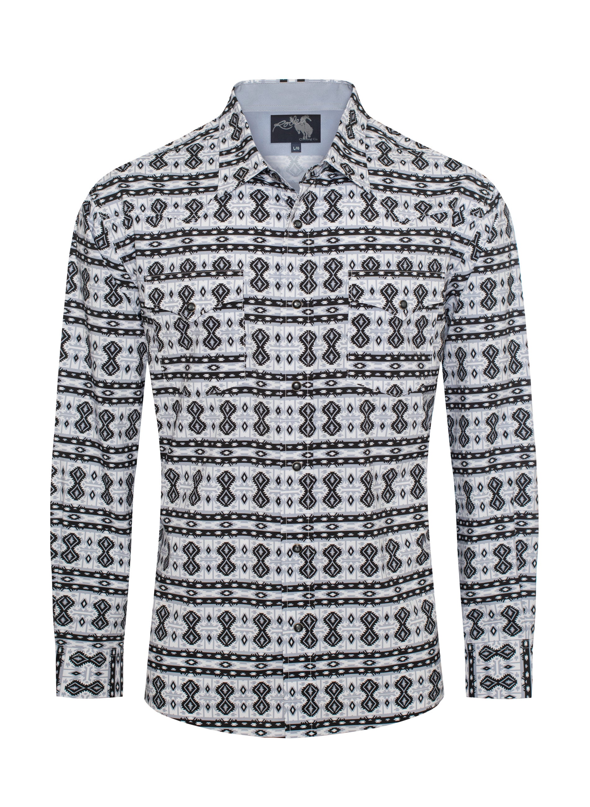 Men's Western Pearl Snap Print Shirt-MPS110L-1061