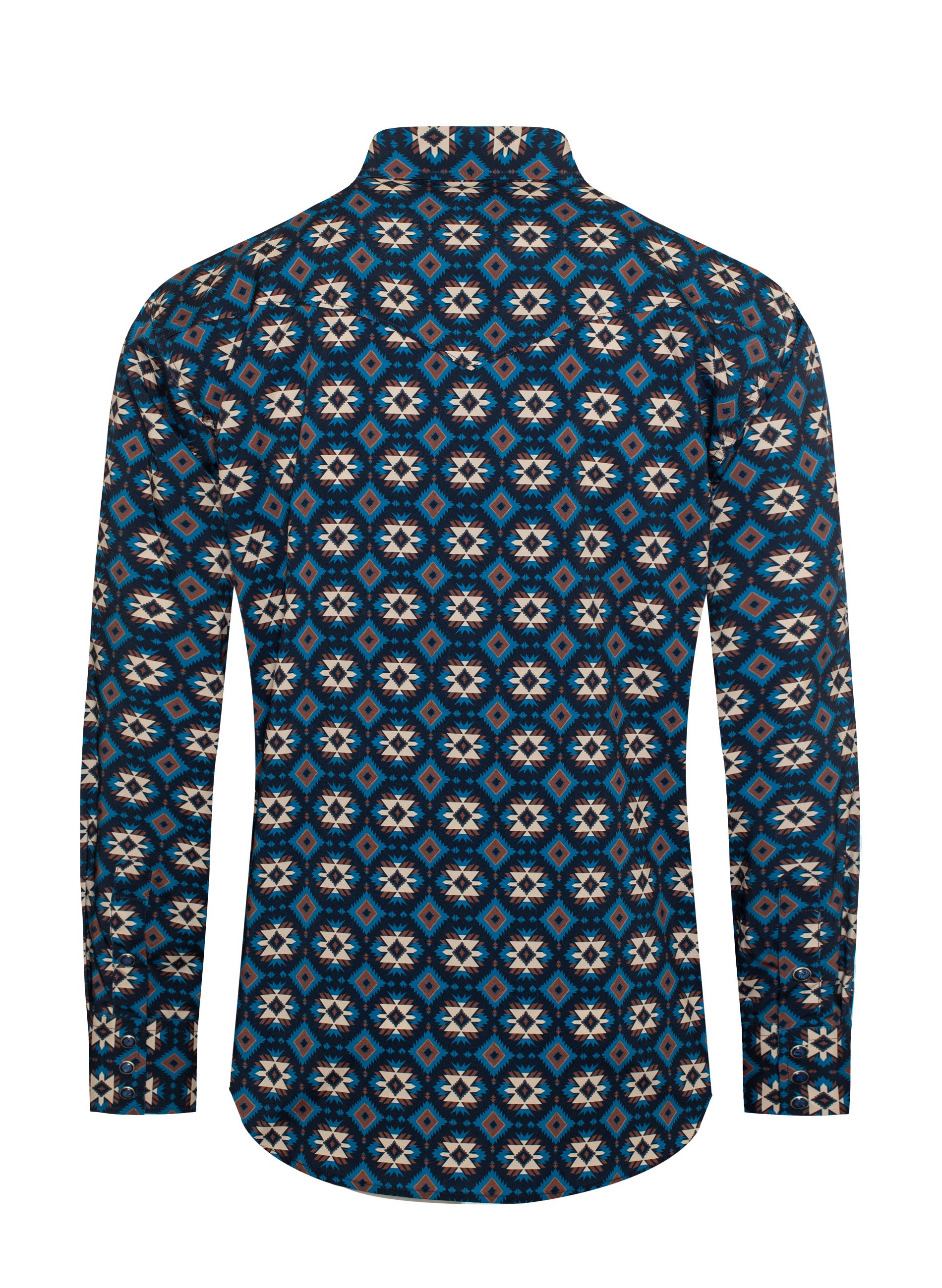 Men's Western Pearl Snap Aztec Print Shirt-MPS110L-1130