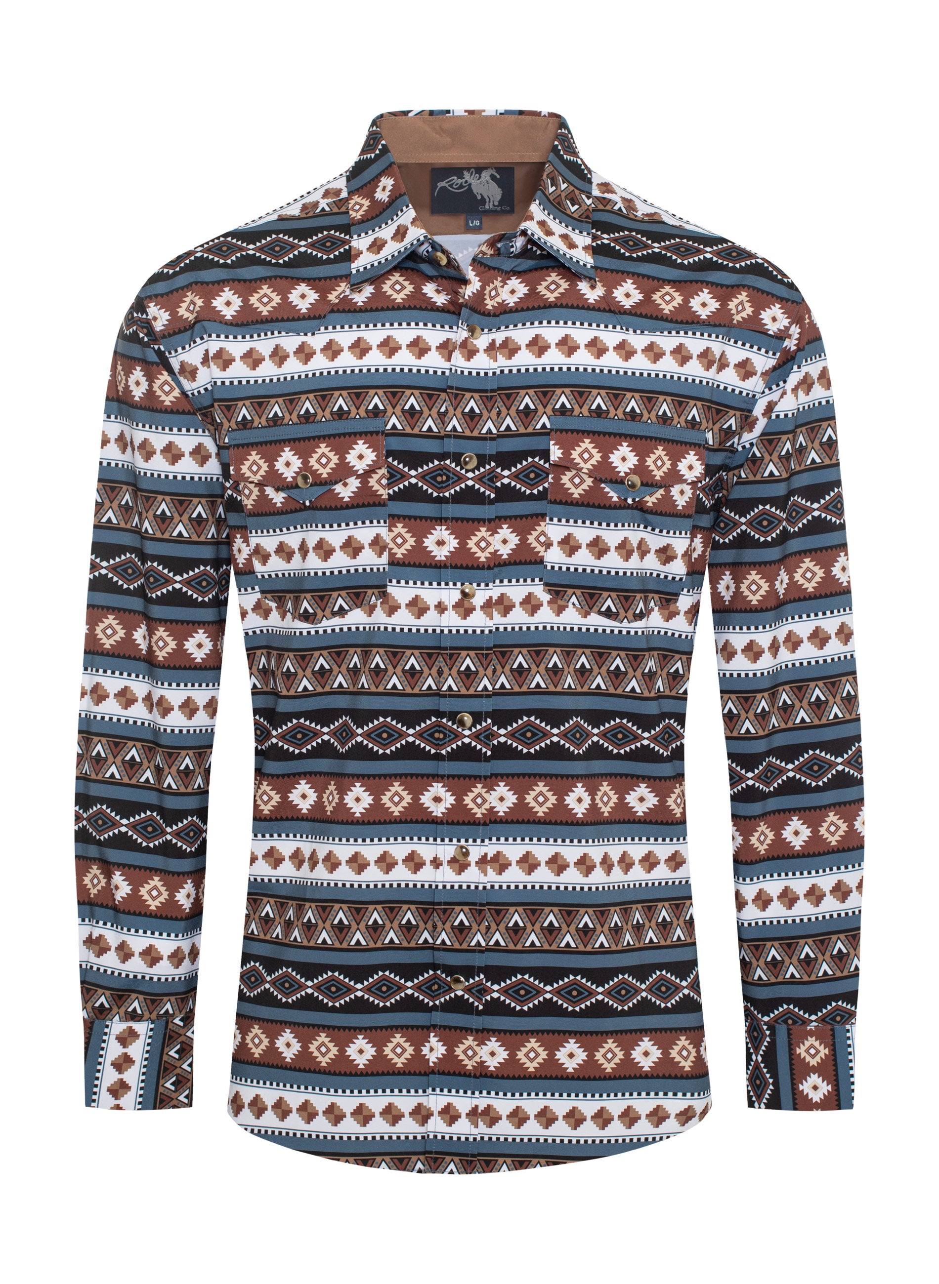 Men's Western Pearl Snap Aztec Print Shirt-MPS110L-115 - Rodeo Clothing wholesale 
