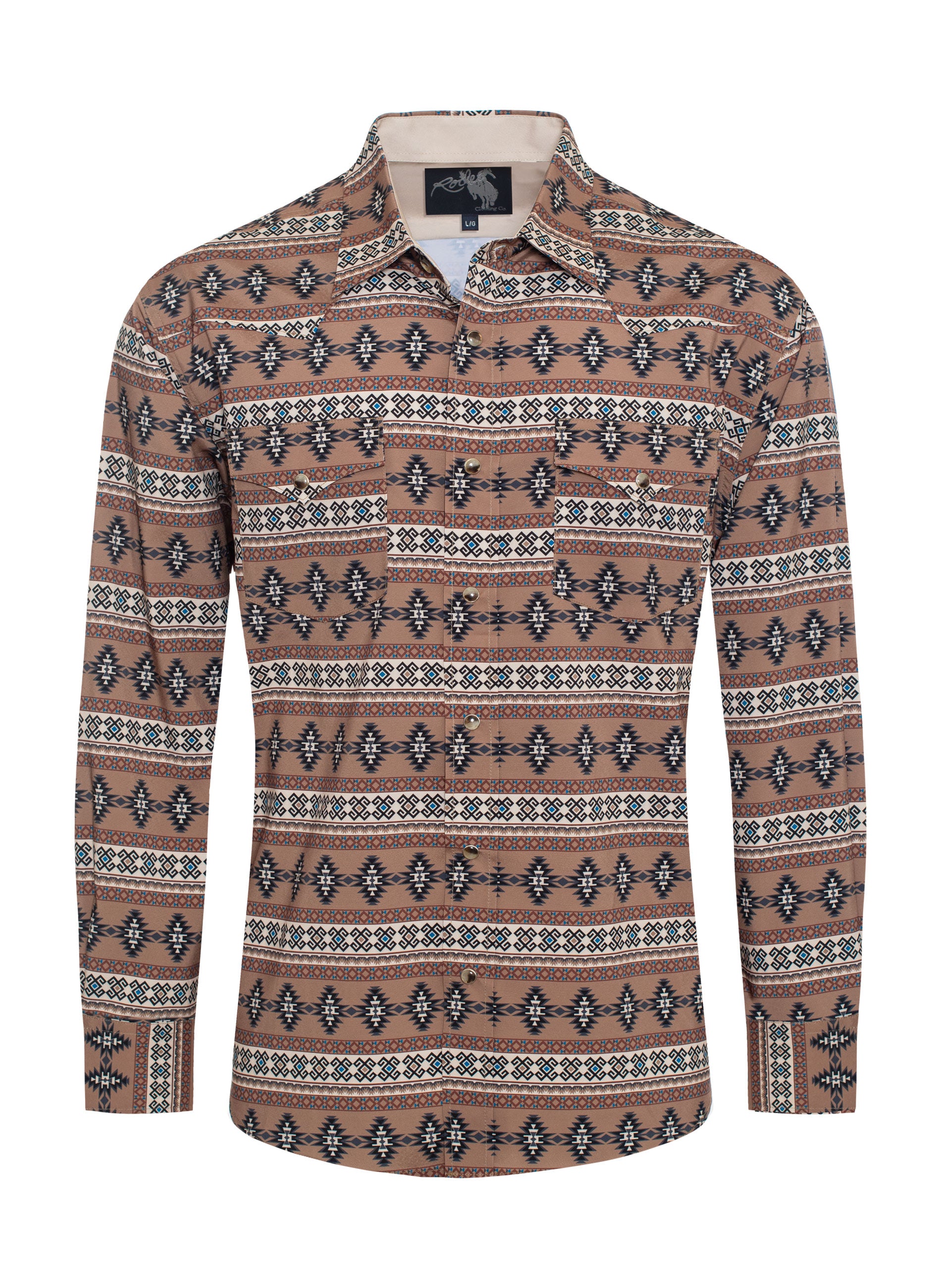Men's Western Pearl Snap Aztec Print Shirt-MPS110L-116 - Rodeo Clothing wholesale 
